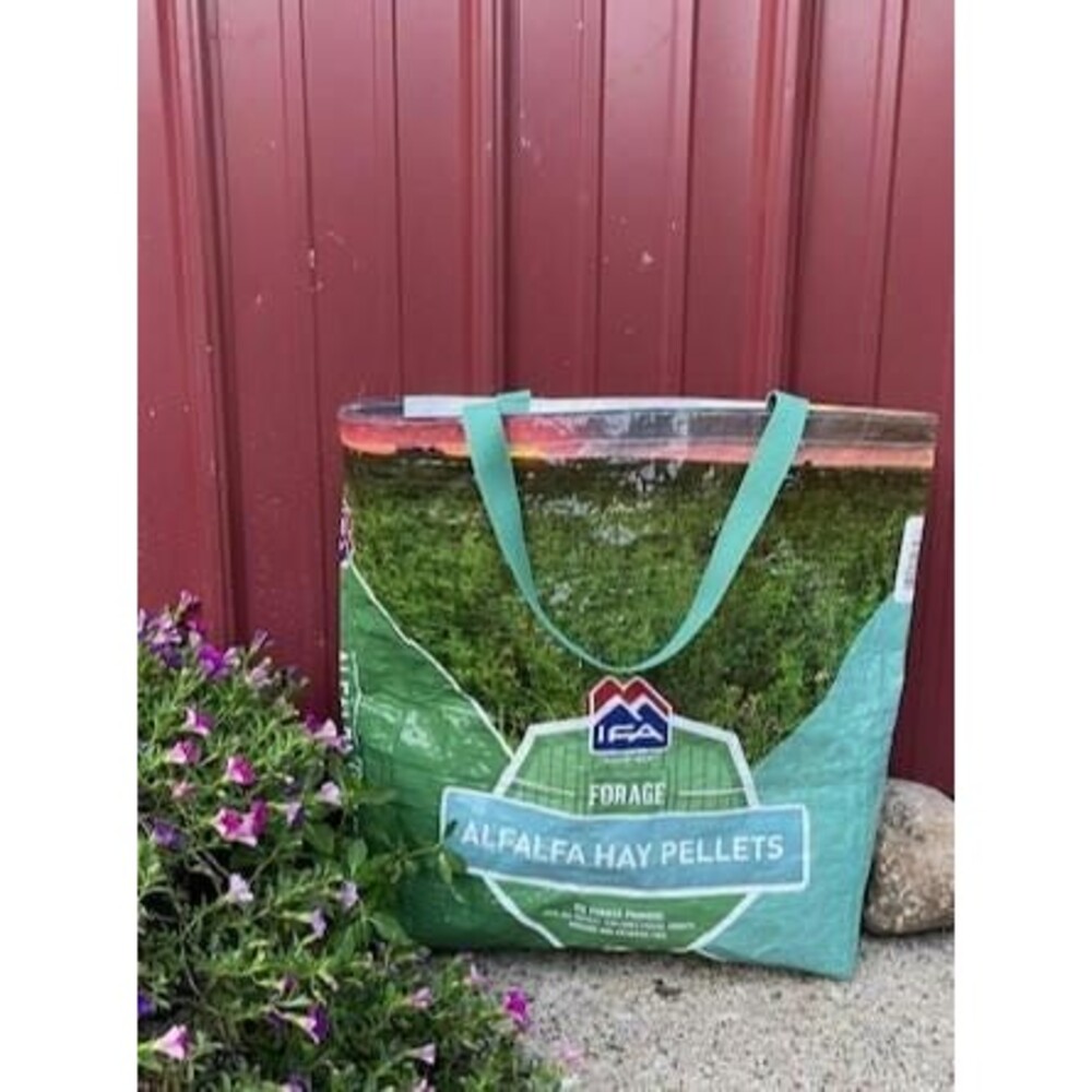 Upcycled Feed Bag Tote Bag | Recycled IFA Alfalfa Hay Sack Market Bag
